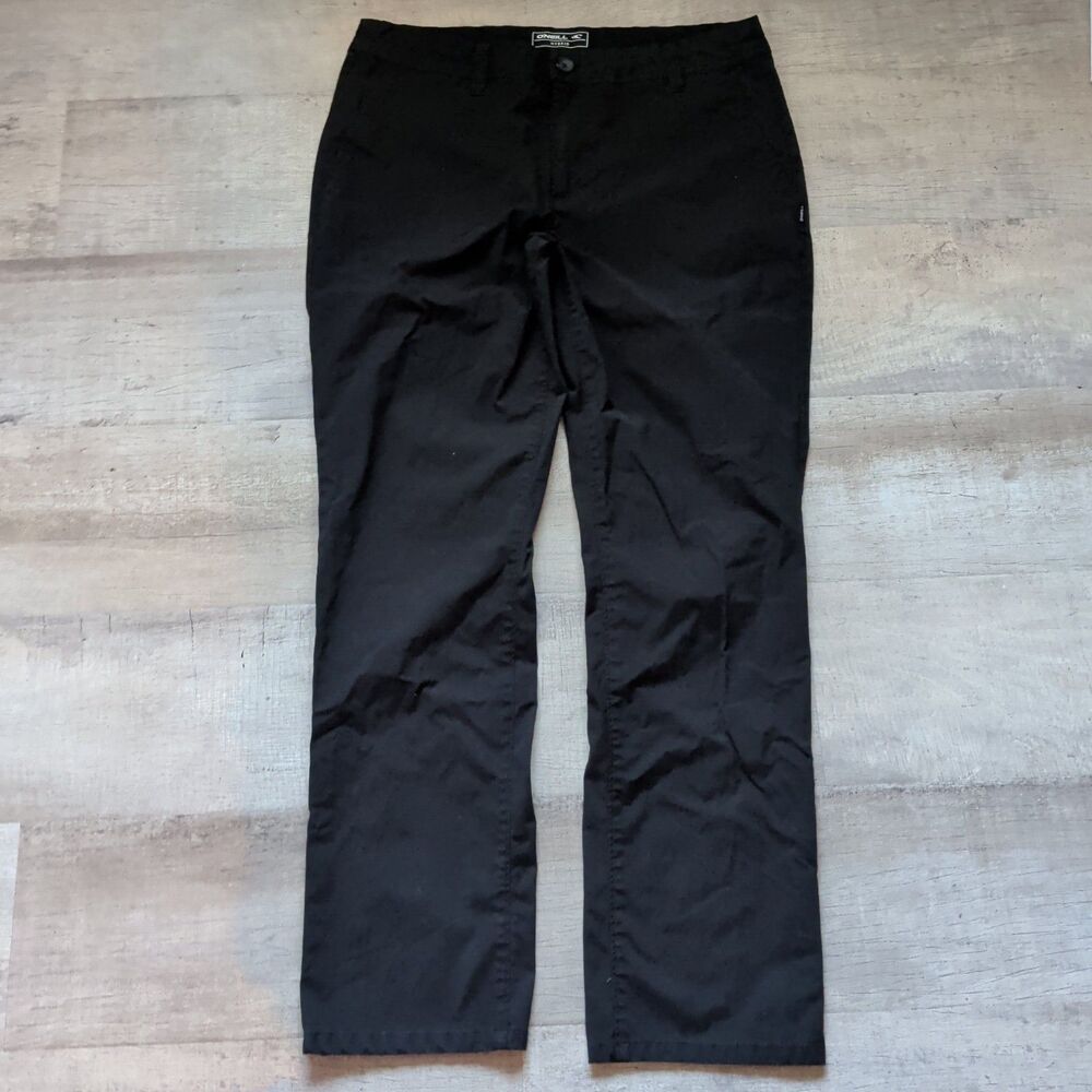 ​O'Neill Hybrid Pants Men's Sz 34 Black Standard Fit Chino Drawstring Quick Dry
